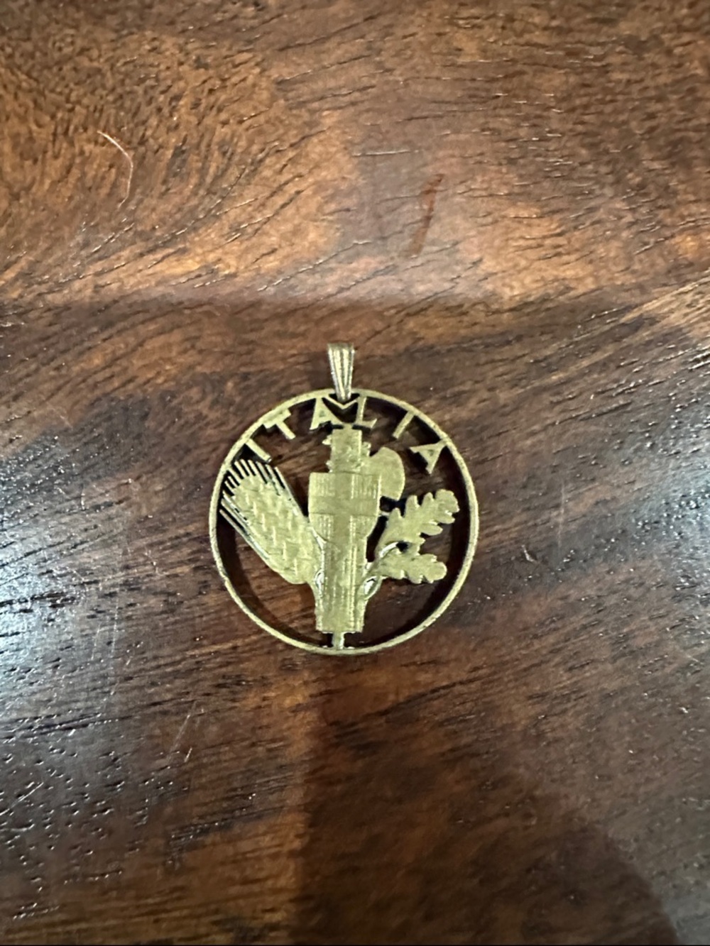 Bronze Italian Shield & Laurel Pendant
